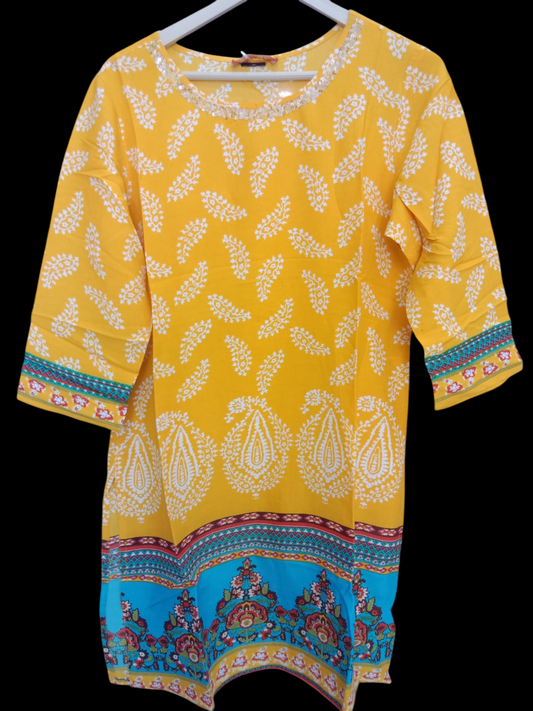 Floral Printed Pure Cotton Straight Kurti #KS-S25-KR-0047