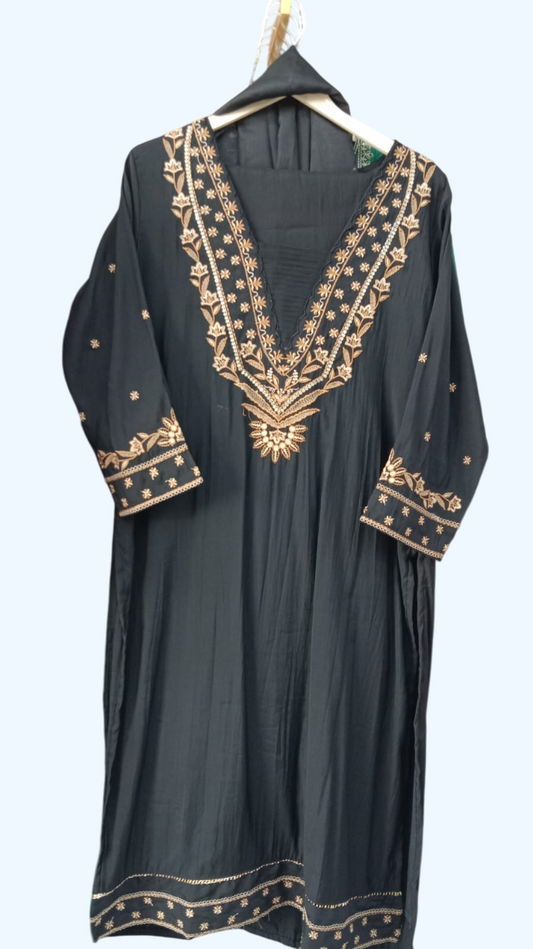 Black Kurta with Trousers &; print Dupatta #KS-A24-SK-1099
