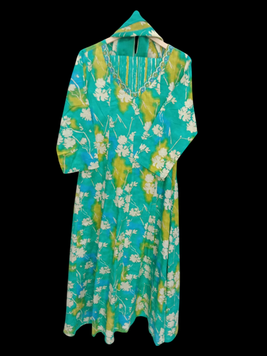 Green and White ,Embroidered Kurta with Trousers &  Dupatta # KS-S25-SK-1365