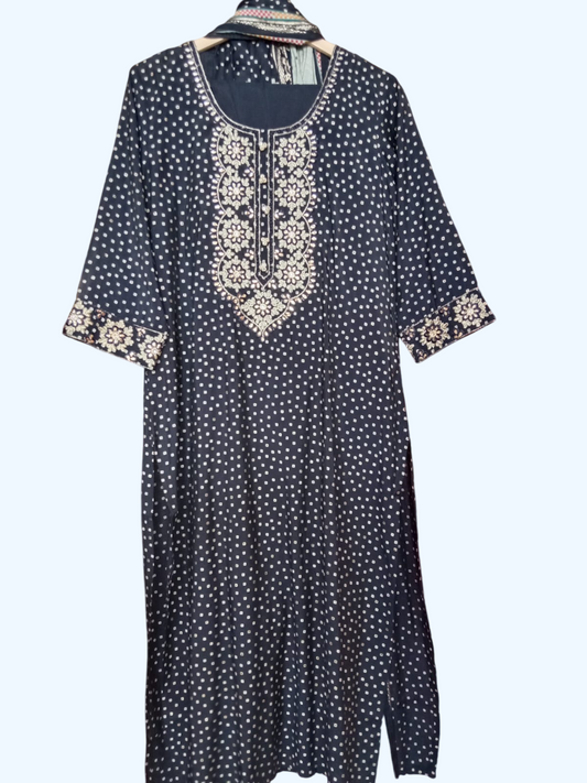 Blue, Kurta with Trousers &; print Dupatta #KS-A24-SK-0038