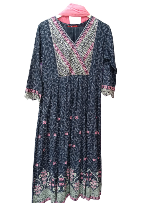 Black  printed Kurta with Palazzos with dupatta #KS-A24-SK-1010
