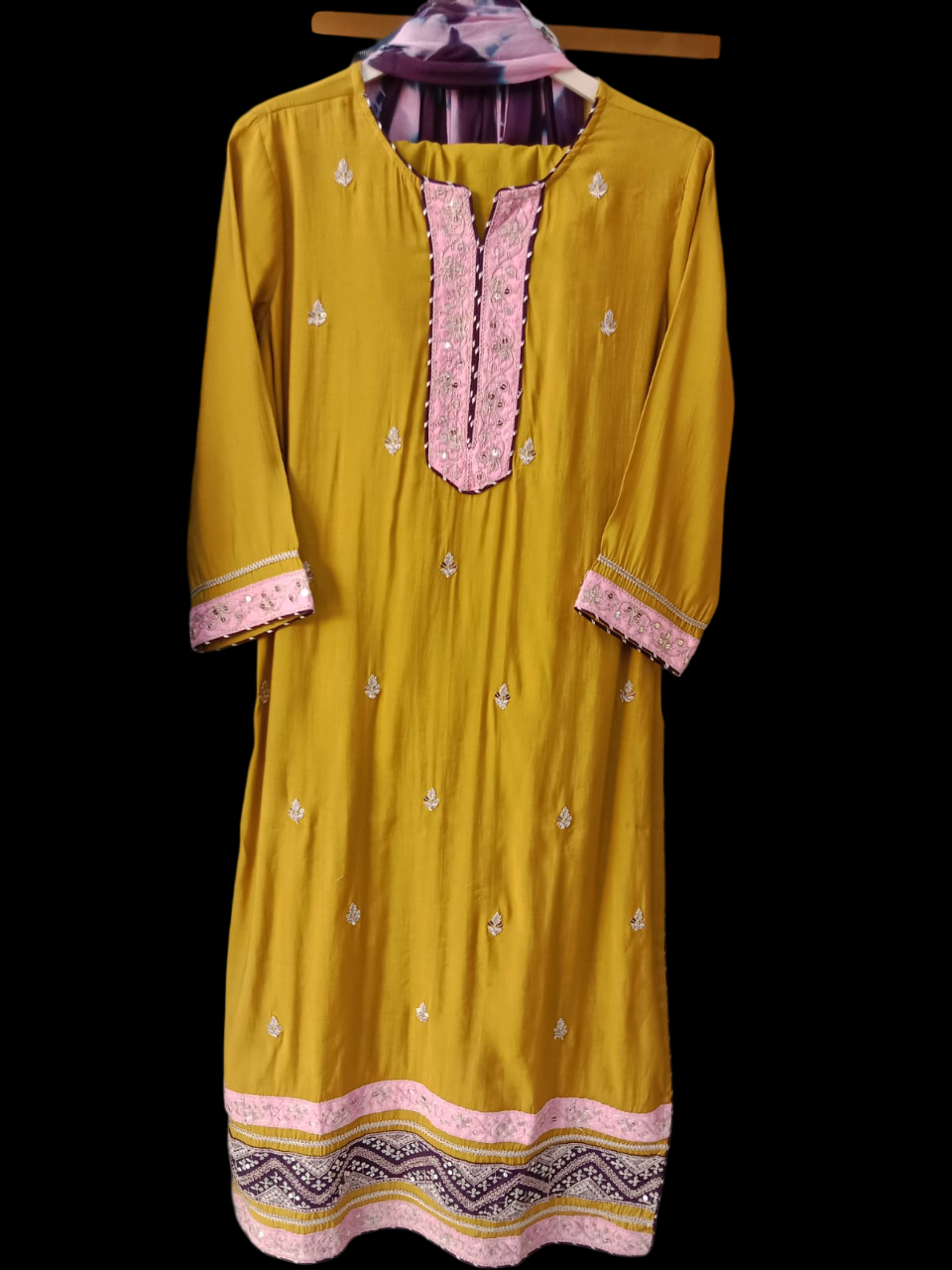 Green Kurta with Trousers & print Dupatta #KS-A24-SK-0022