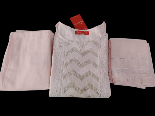 Baby Pink Kurta with Trousers & print Dupatta #K-S-24-SK-13-231