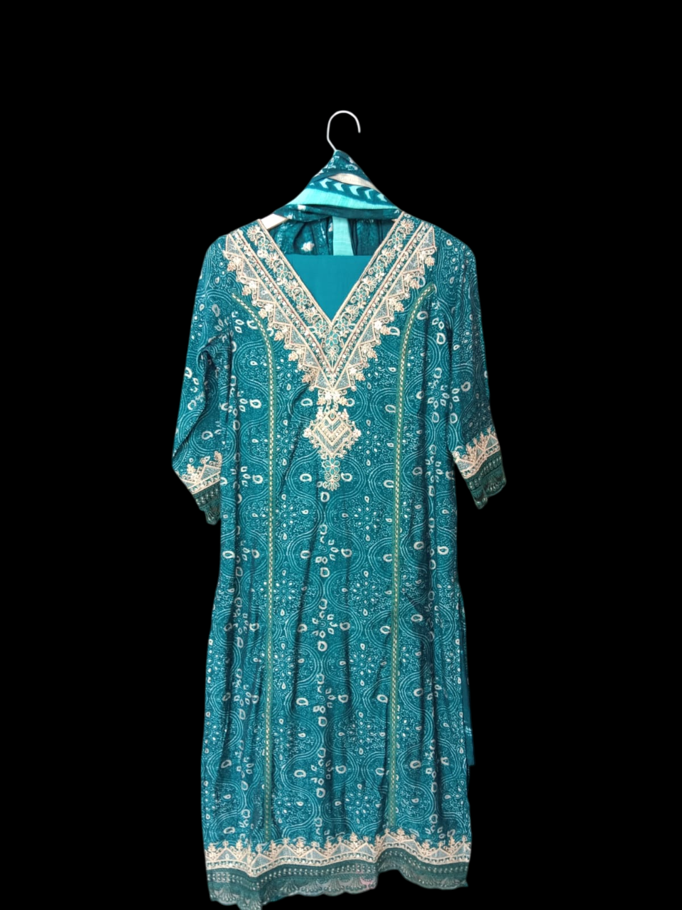 Bottle Green, Embroidered Kurta with Trousers & Dupatta #KS-A24-SK-0499