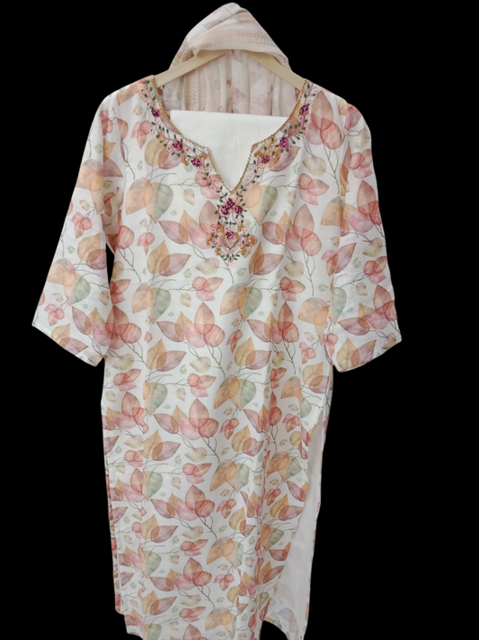 Embroidered Kurta with Trousers & Dupatta #-KS-A24-SK-0093