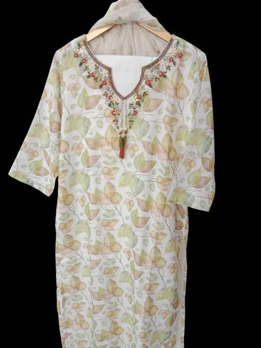 Embroidered Kurta with Trousers & Dupatta #KS-A24-SK-0094