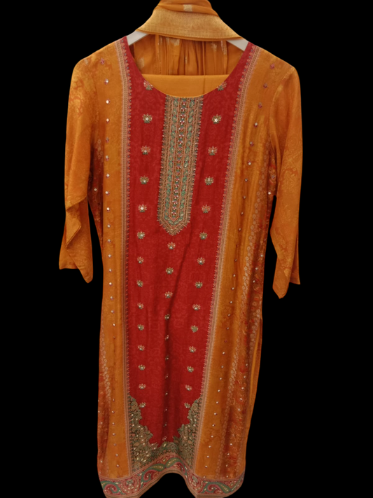 Embroidered Kurta with Trousers & Dupatta #KS-A24-SK-0139
