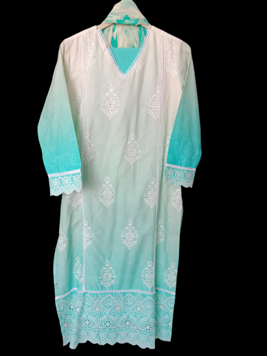 Embroidered Kurta with Trousers & Dupatta #KS-A25-SK-0066