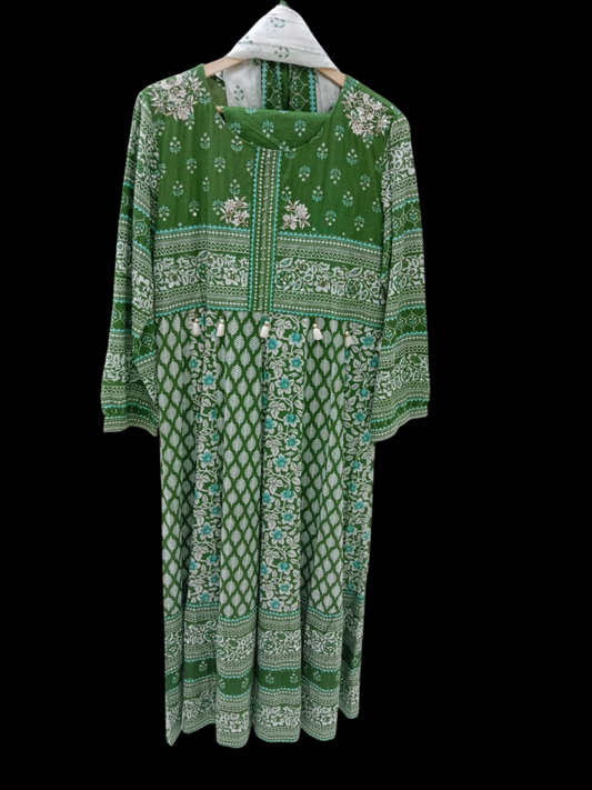 Embroidered Kurta with Trousers & Dupatta# k-s-24-sk-05-116