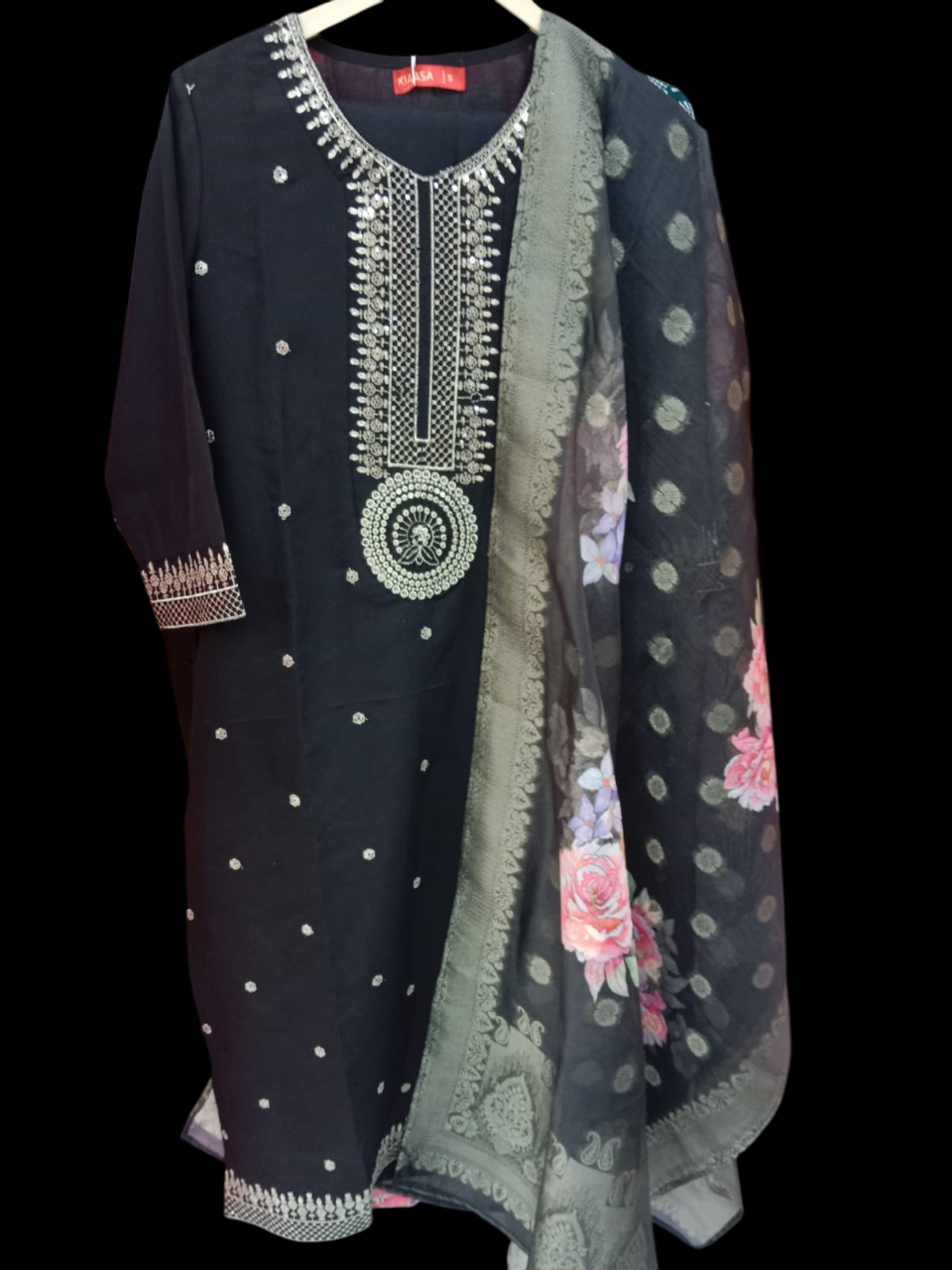 Embroidered Kurta with Trousers & Dupatta #KS-S25-SK-0104