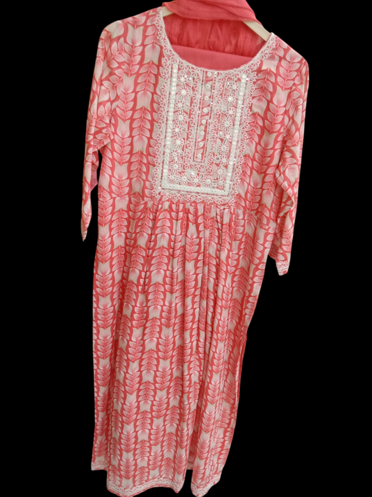 Embroidered Kurta with Trousers & Dupatta #KS-S25-SK-0186