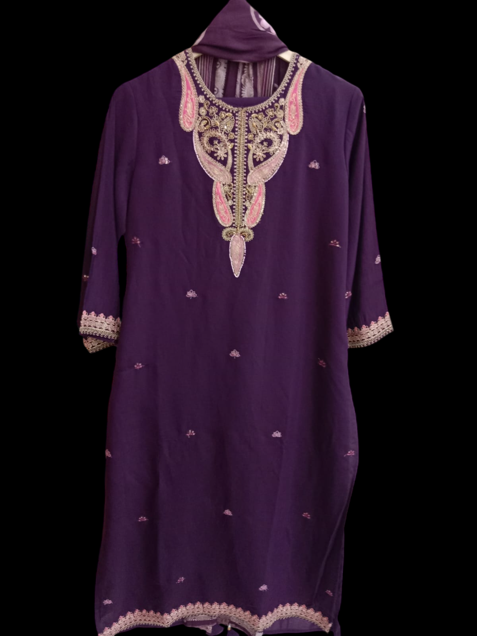 Embroidered Kurta with Trousers & Dupatta #KS-A24-SK-1095