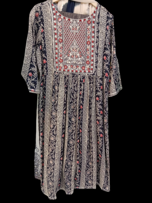 Embroidered Kurta with Trousers & Dupatta #KS-A24-SK-0838