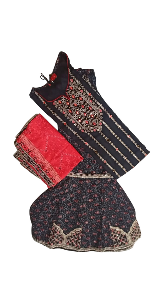 Black color kurta and Sharara set #KS-A24-SK-1013