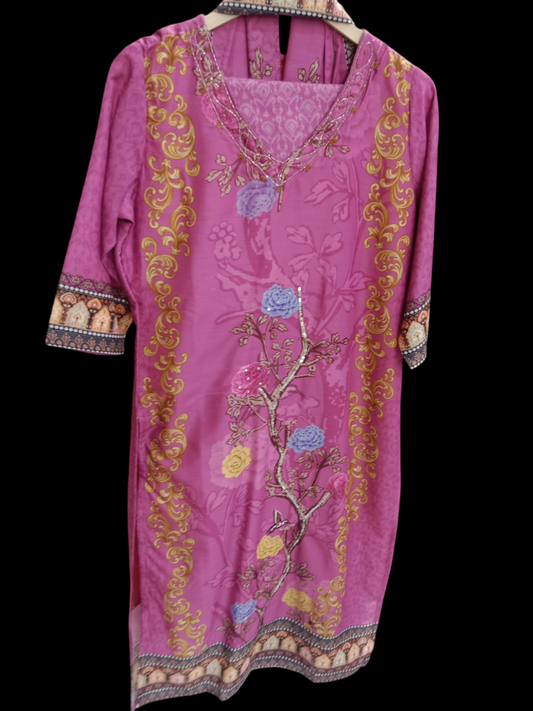 Embroidered Kurta with Trousers & Dupatta #KS-A24-SK-0878