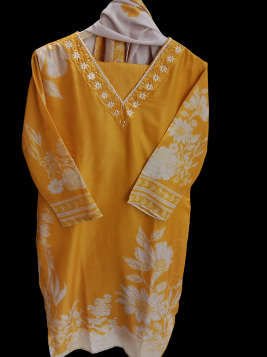 Embroidered Kurta with Trousers & Dupatta #KS-A24-SK-0872