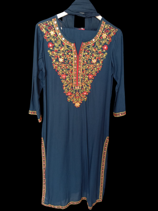 Embroidered Kurta with Trousers &  Dupatta #ks-a24-sk-0040