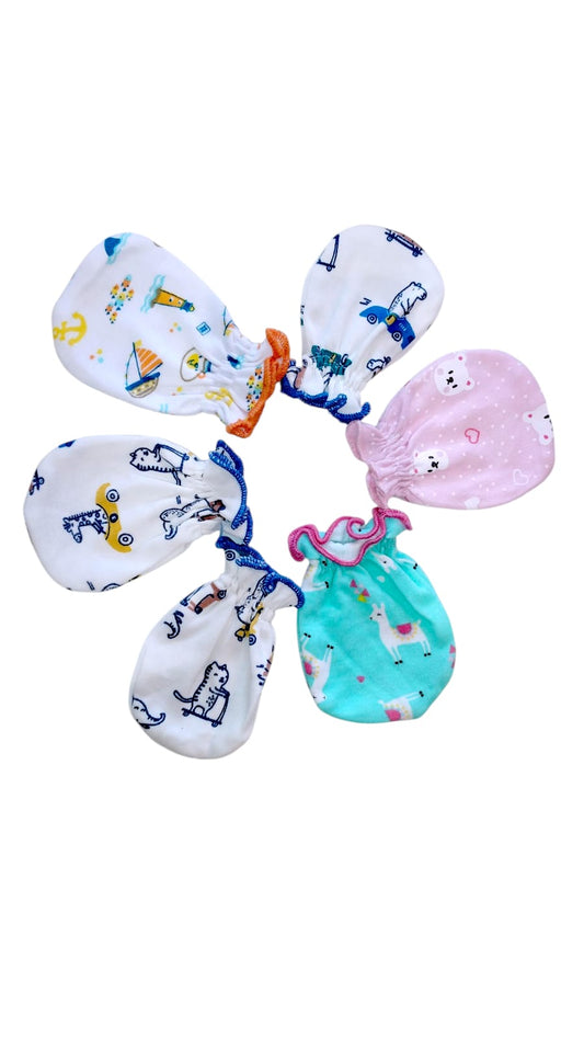 100% Soft Cotton Baby Mittens Anti-Scratch Hand Gloves Wrist Band for Newborn 0-6 Months for Boys & Girls Essentials|Breathable skin