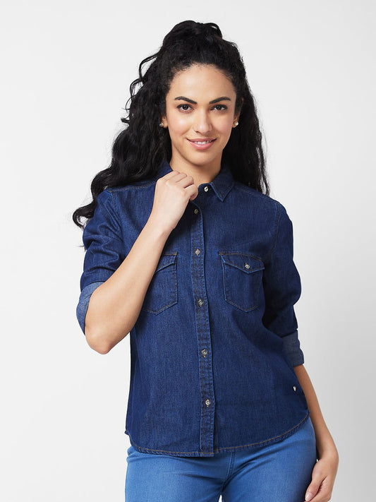 Spykar Blue Indigo  Shirt For Women#WSHD1BD092