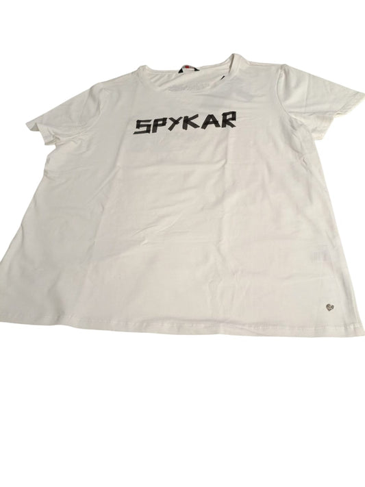 Spykar Round Neck Half Sleeves White T-shirt For Women #WKTBC1BD058