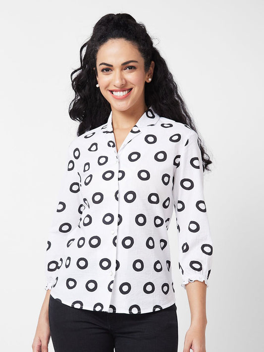 Spykar WHITE Printed Shirt For Women #WSHPS1BD111