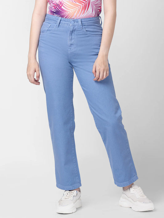 Spykar Women Pastel Blue Cotton Straight Fit Regular Length Jeans #WDYNR1BC032
