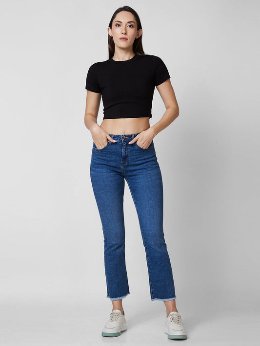 Spykar Mid Rise Bootcut Fit Blue Jeans For Women #WDELI1BD254