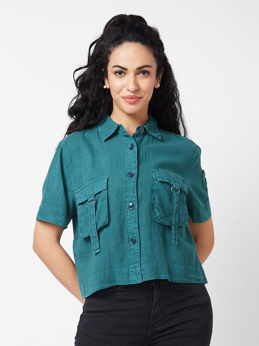 Spykar MARINE TEAL Shirt For Wome #WSHSOS1BD094