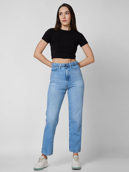 Spykar High Rise Straight Fit Blue Jeans For Women #WDYNR1BD170