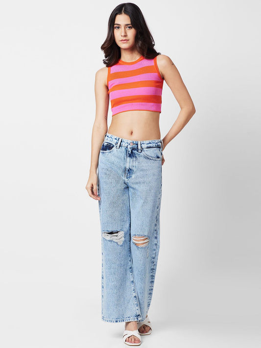 Spykar Women High-Rise Slash Knee Heavy Fade Stretchable Jeans #WDBLW1BD255