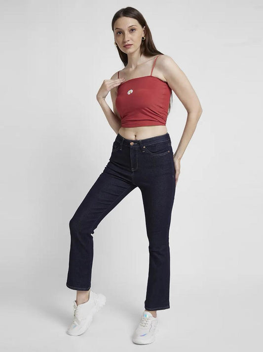 Spykar Women Raw Indigo Lycra Bootcut Fit Ankle Length Clean Look Jeans #WDNELI2BC347