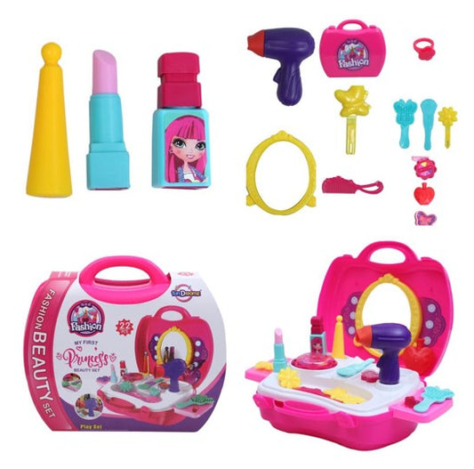 Girls | Lightweight Portable Plastic Suitcase Kit | Ideal for 3+ Years Kids | Non-Toxic | Kid-Friendly | Pink & Blue