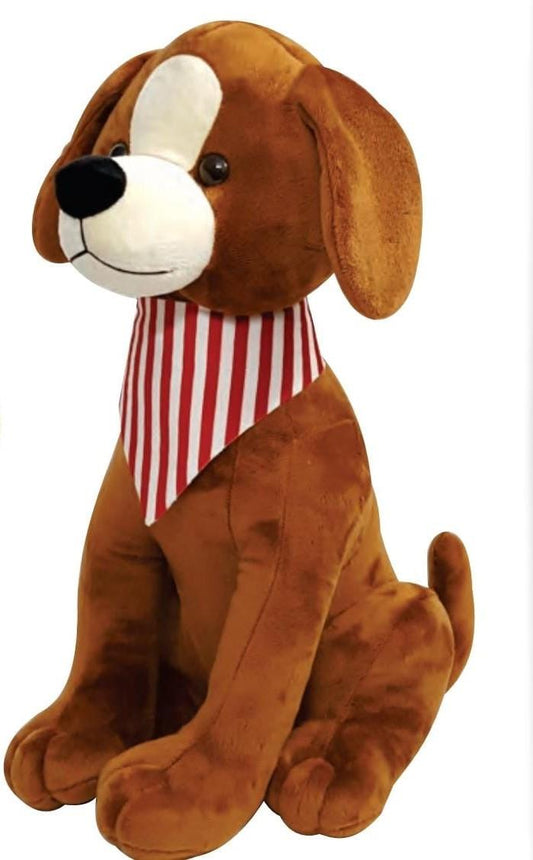 FUN ZOO Soft Plush Stuffed Animal Cute Brown Collar Dog Soft Toy for Kids Boys Girls Return Gift Decorative Item Size 46 cm