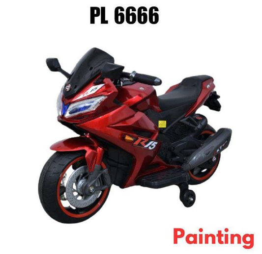 GettBoles 6666 Battery Operated Kids Electric Ride on Bike with Music, Training Wheels, Led Lights and Hand Accelerator Motorcycle for Children of Age 3 to 8 Years (RED)