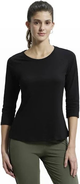#A100 Super Combed Cotton Rich Relaxed Fit Solid Round Neck Three Quarter Sleeve T-Shir